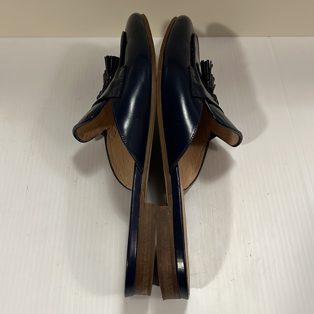 J Crew Leather Patent Navy Mules Loafers with Tassel size 9.5 - gently used - Picture 11 of 15
